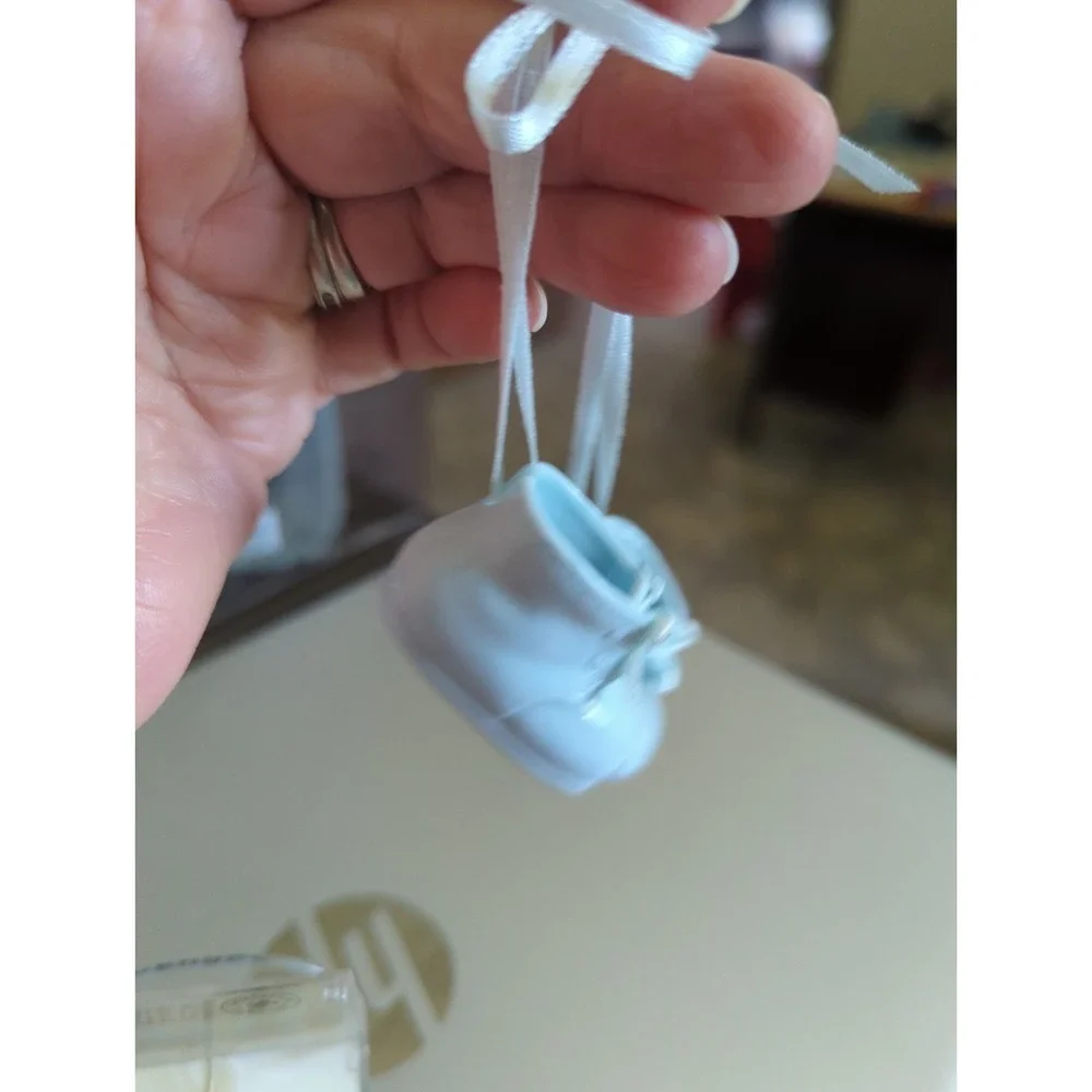 Vintage Russ Berrie Name Porcelain Baby Boy Booties Ornament 